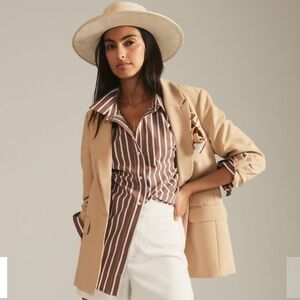 Striped Brown and White Women's Top